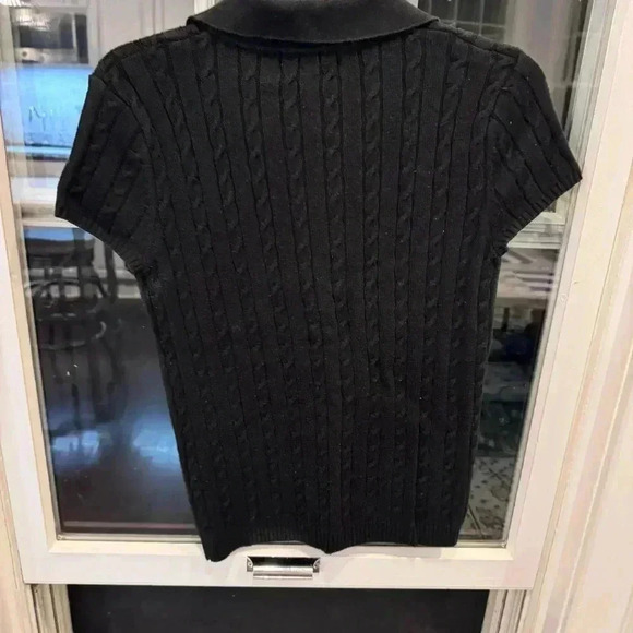 525 America Revolve Brand Women’s Cable Knit Polo Sweater Size M Black - Picture 2 of 7
